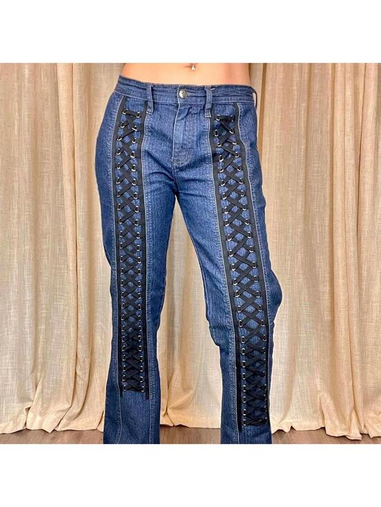Clash Denim - Y2K Lace-Up Jeans